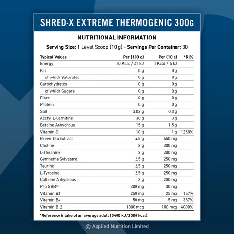 SHRED-X 300G FAT BURNING THERMOGENIC POWDER